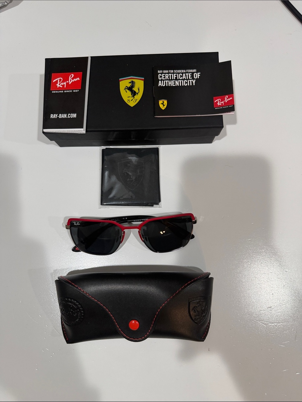 Ray-Ban Red and Black Ferrari Scudderia Men's Sunglasses with Case